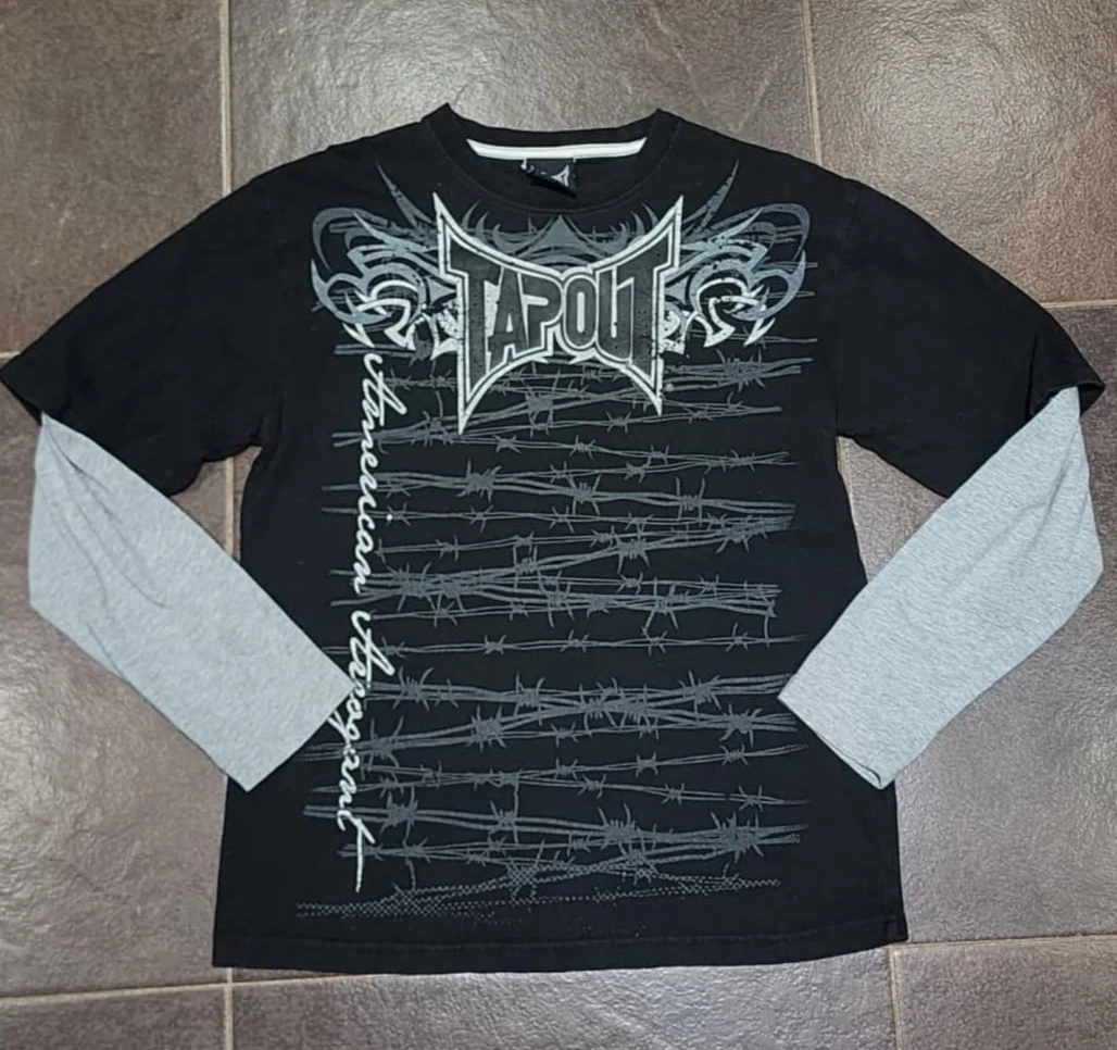 Gothic Vintage Distressed T-Shirt Two-in-One Skeleton Print Layered Top Y2K Retro Streetwear Loose Fit Harajuku Fashion Tee - Image 6