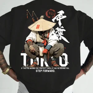 Anime Samurai Tokyo Warrior 100% Cotton Men Woment T-shirt Summer Autumn Daily Outdoor Sports Casual Loose Street Short Sleeve